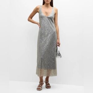 Vince Lucite Metallic Sequin Midi Slip Dress